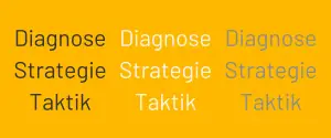 Marketingstrategie besteht aus Diagnose, Strategie und Taktik